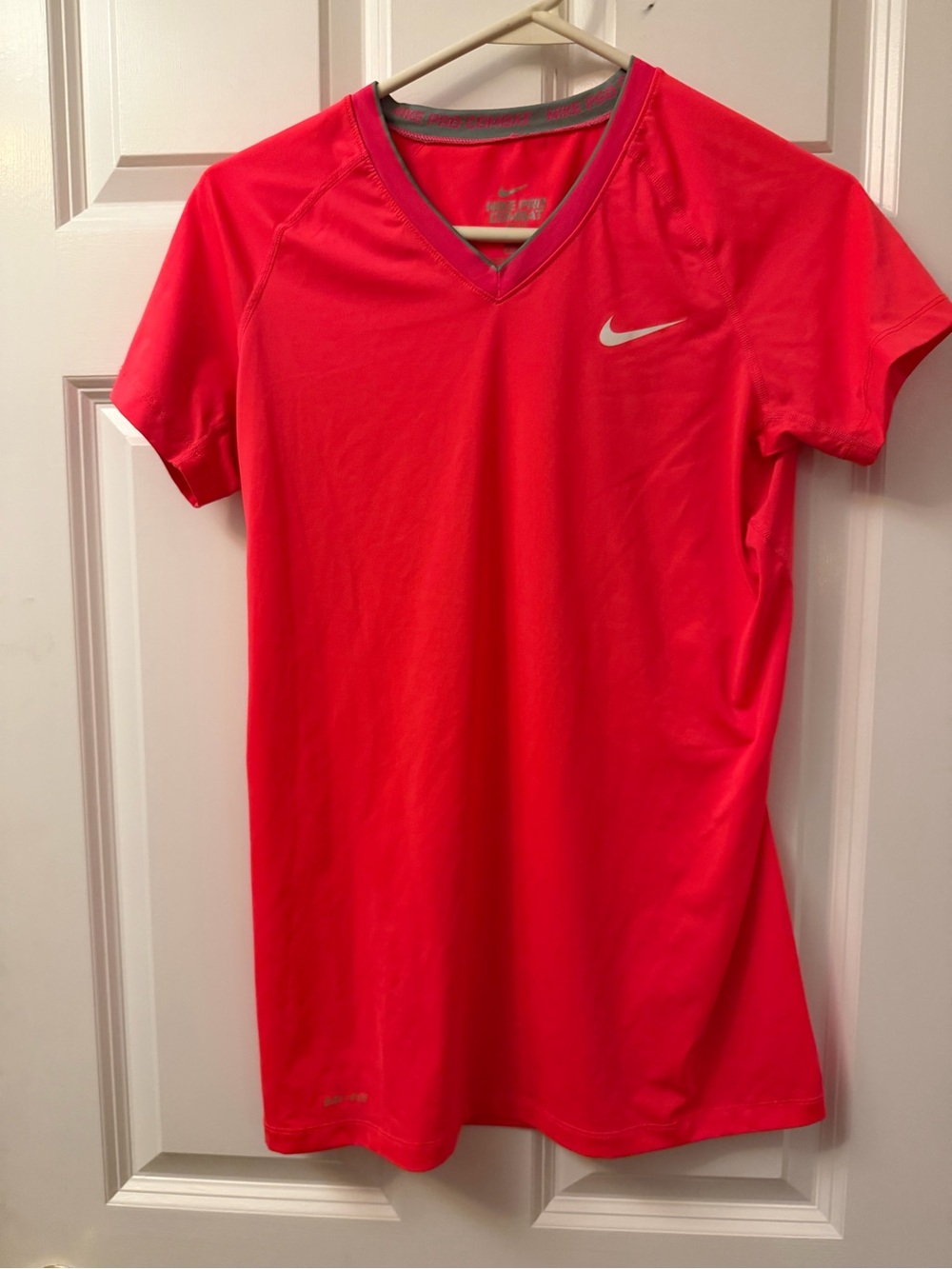 Nike Pro Women’s Dri-FIT V-Neck Short Sleeve Top - Hot Pink